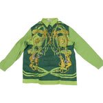 Hermes Silk Green Saddle Print Collared Blouse