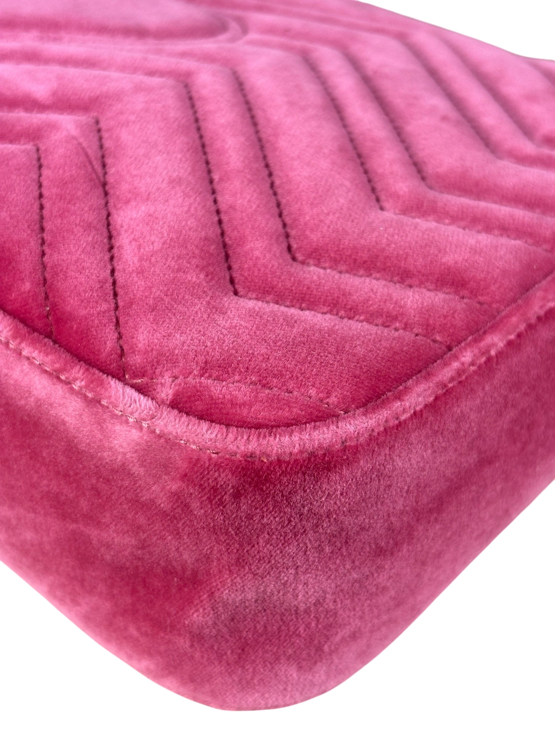 Gucci Pink GG Velvet Marmont "Blind for Love" Flap Bag