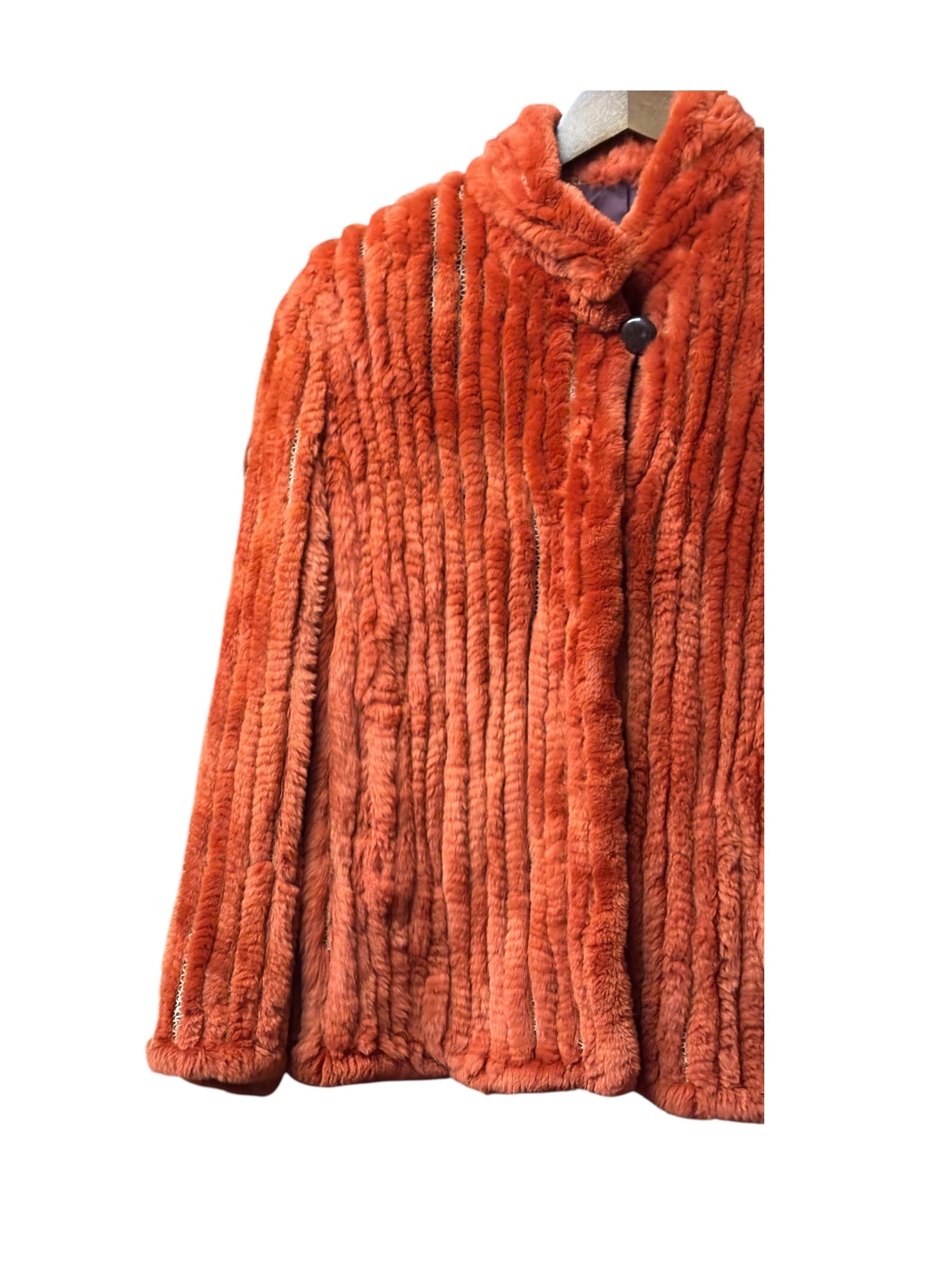 Fabio Mantegazza Vintage Orange Sheared Faux Fur Coat