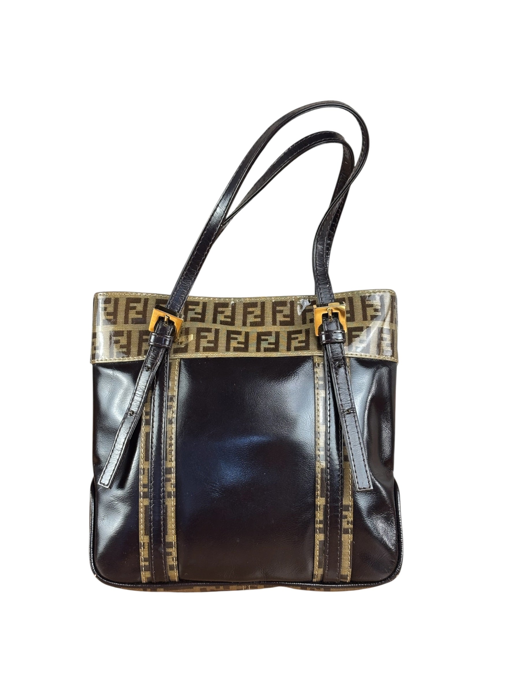 Fendi Vintage Zucca Patent Canvas Tote Bag