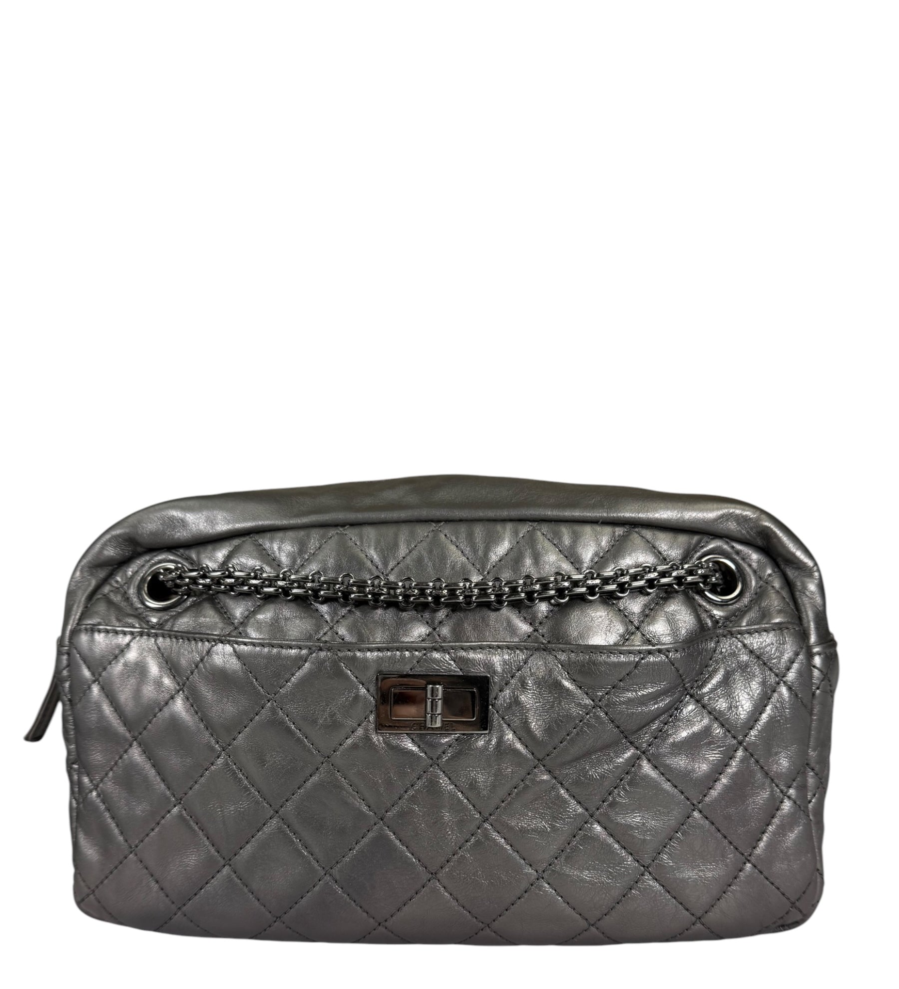 Chanel Metallic Silver Quilted Calfskin Reissue Camera Bag 2008