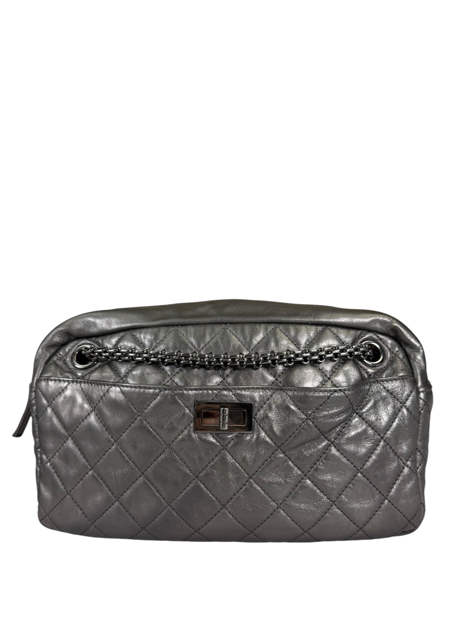 Chanel Metallic Silver Quilted Calfskin Reissue Camera Bag 2008