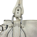 Chloé White Leather Paddington Handbag (Repainted)