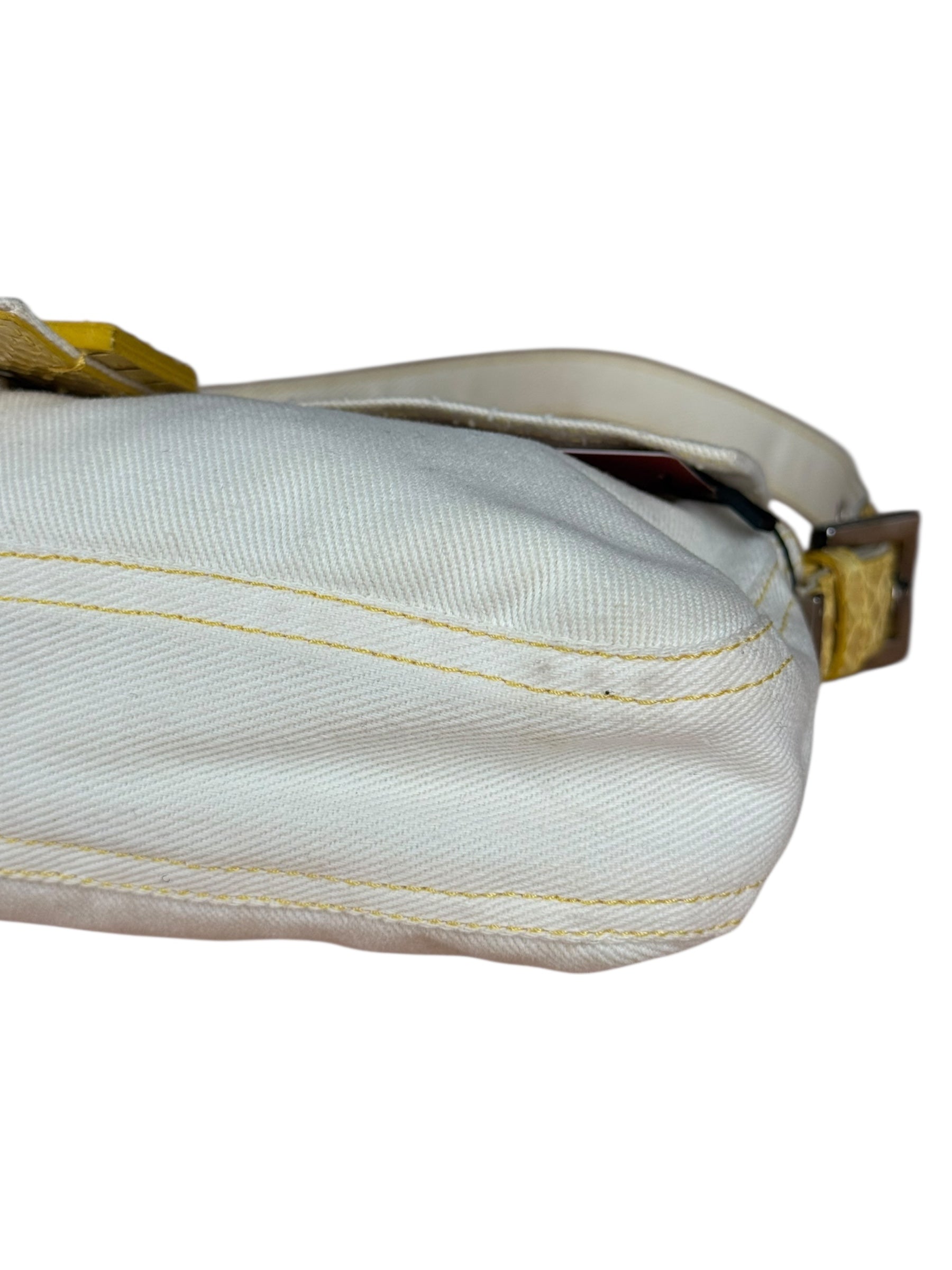Fendi Vintage Denim x Snakeskin Baguette Yellow