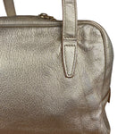 Yves Saint Laurent Gold Leather Embossed YSL Logo Handbag