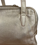 Yves Saint Laurent Gold Leather Embossed YSL Logo Handbag