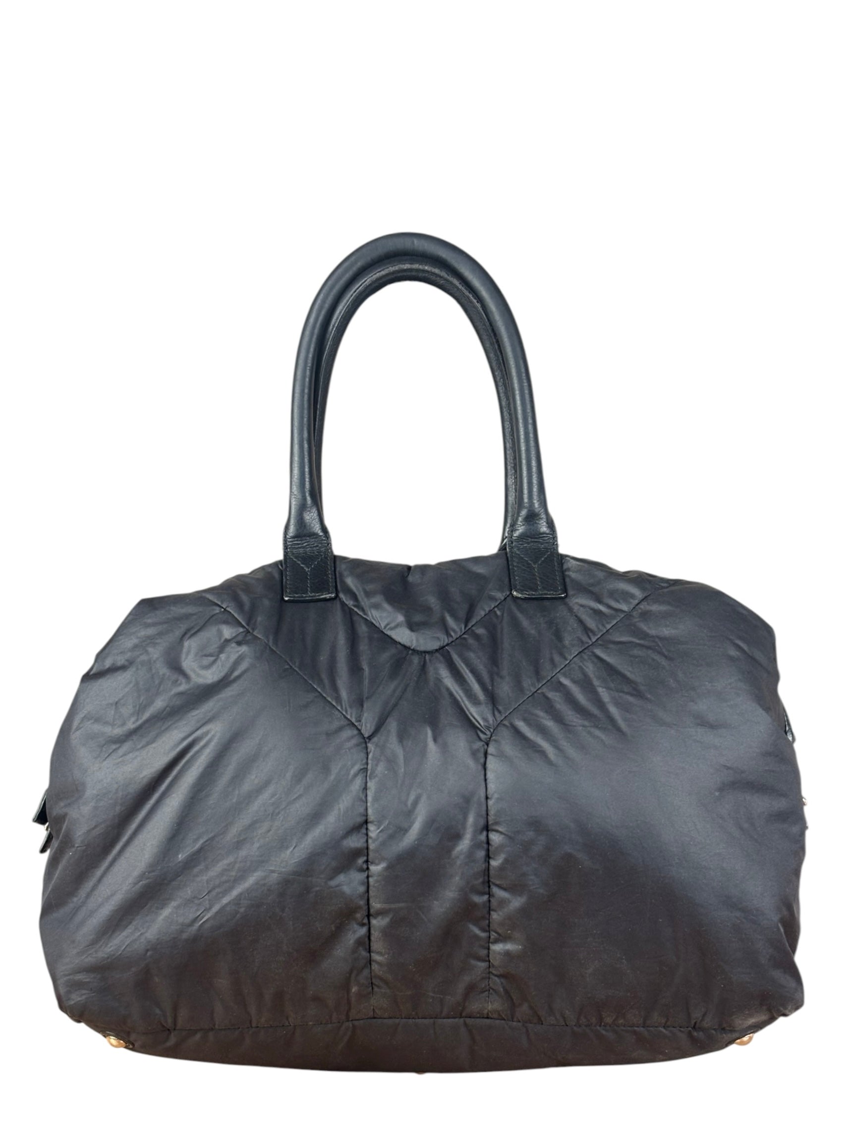 YSL Vintage Black Nylon Top Handle Bag