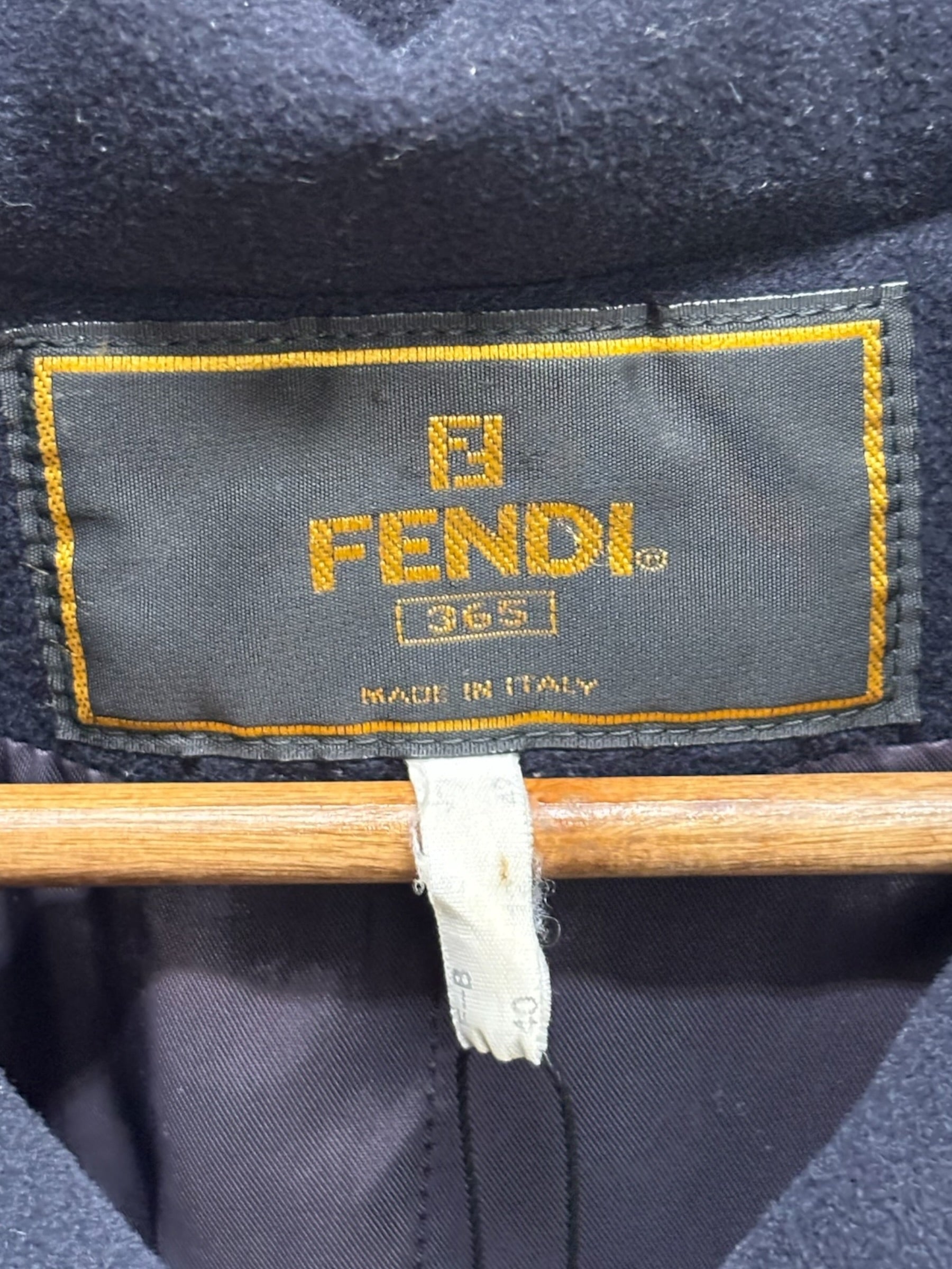 Vintage Fendi 365 Wool Trench Coat Navy
