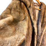 Vintage Long Brown Fur Striped Mink Coat