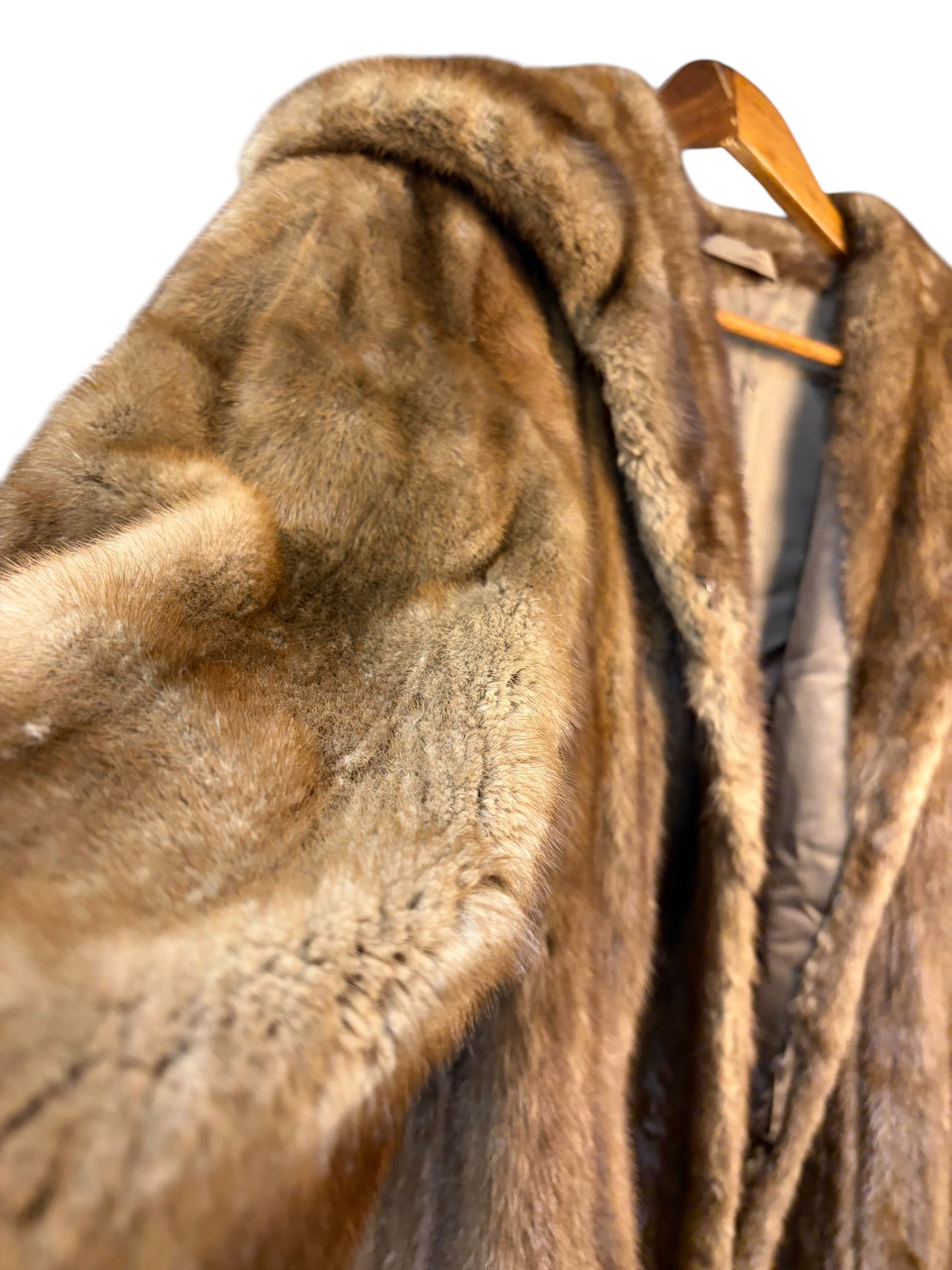 Vintage Long Brown Fur Striped Mink Coat