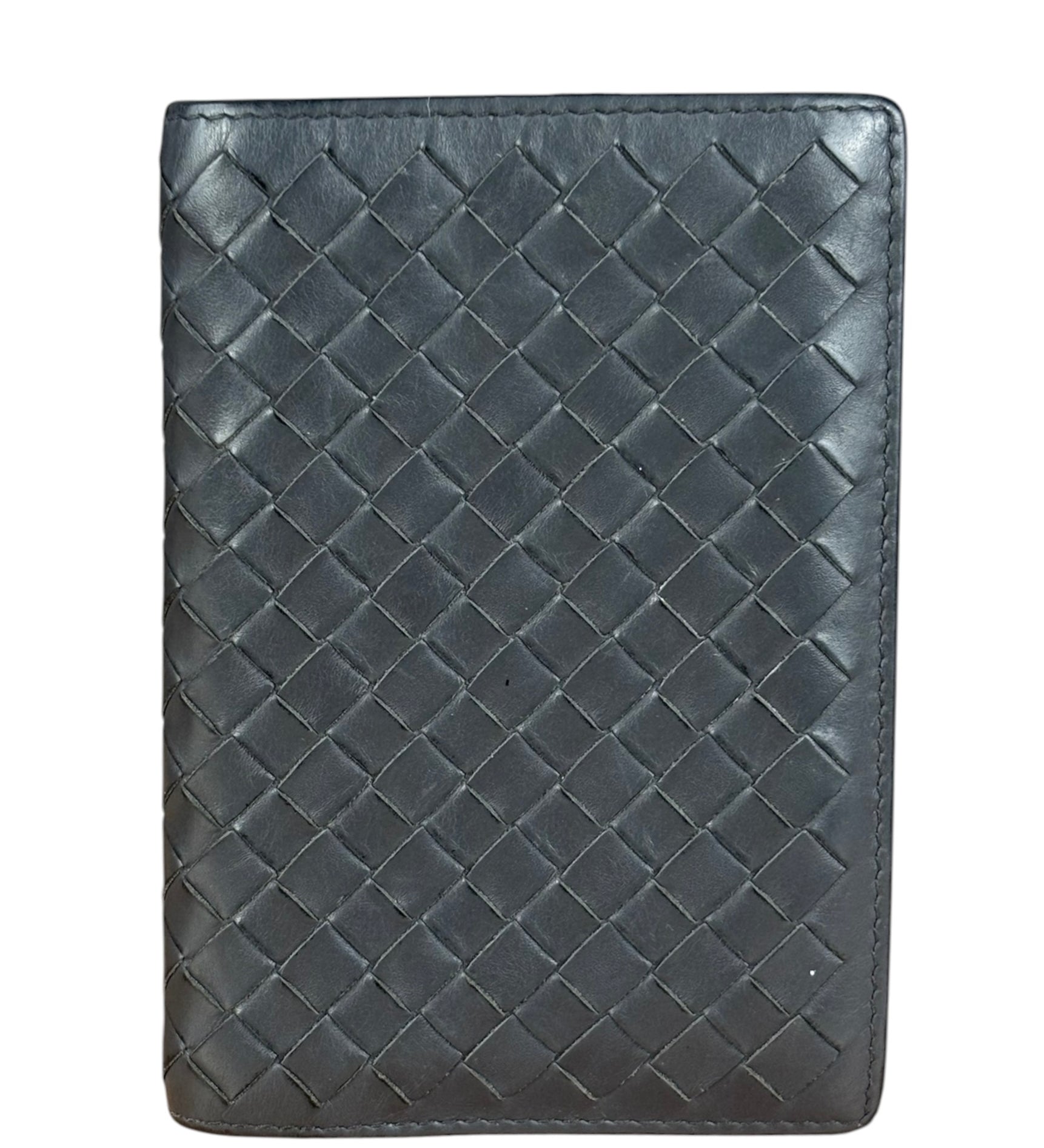 Bottega Veneta Grey Leather Intrecciato Passport/Tall Card Wallet