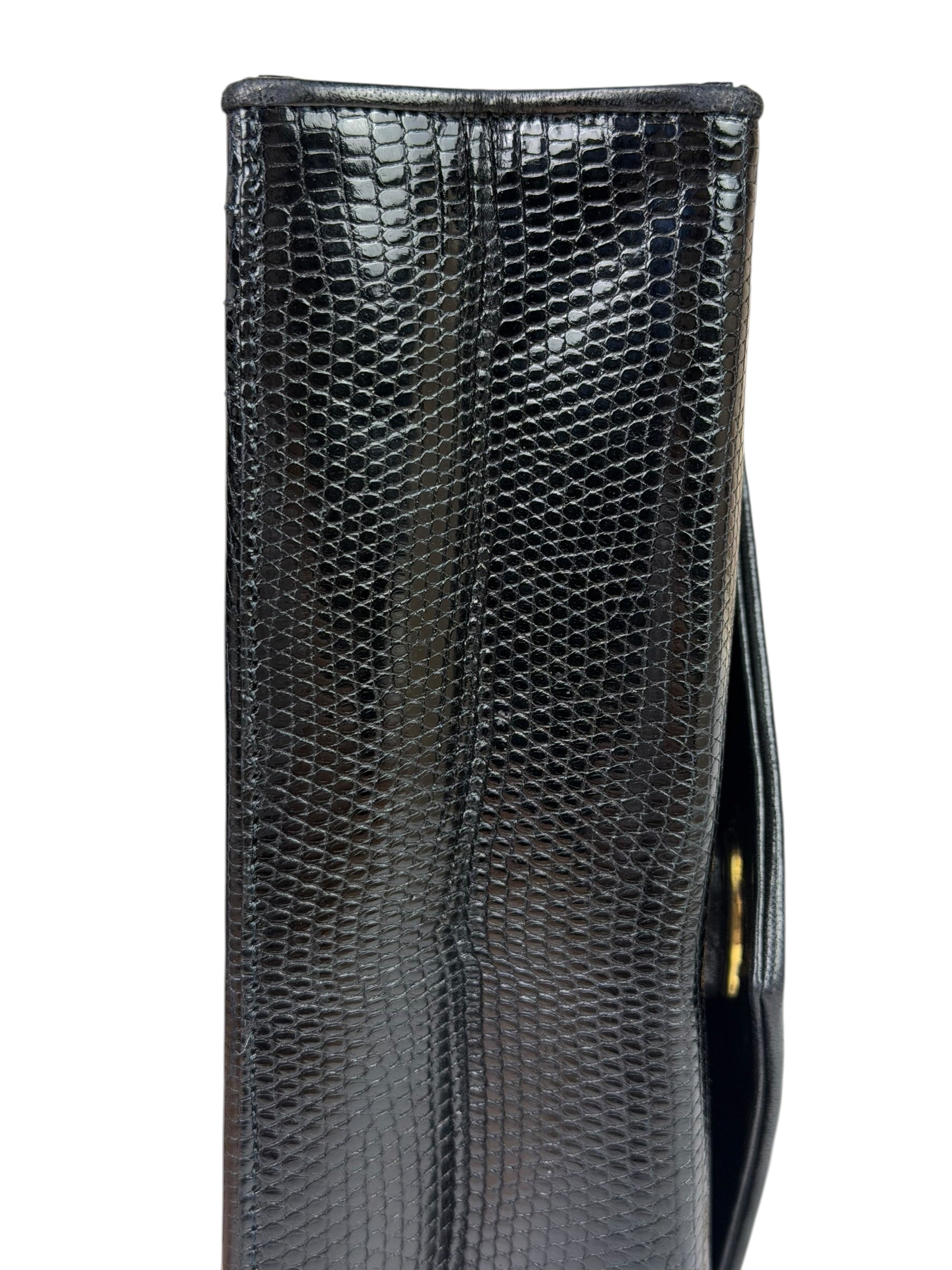 Chanel Black Lizard Leather Envelope Flap Bag 1986