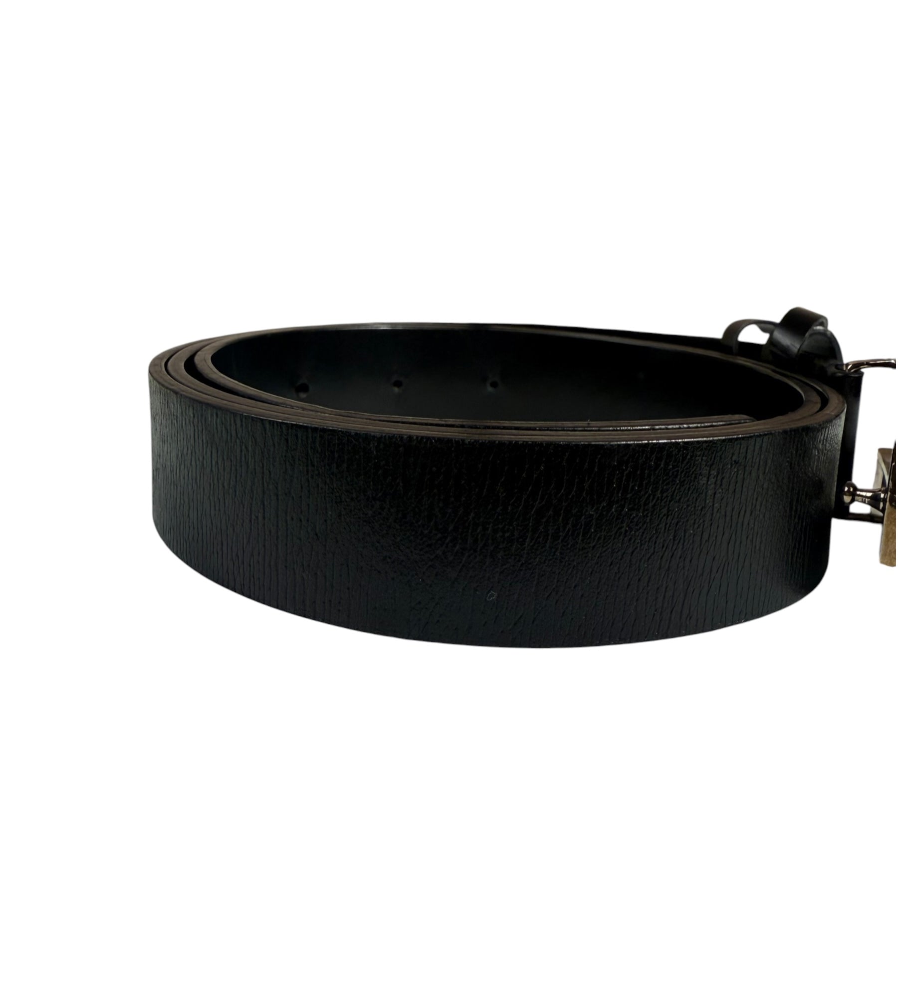 Gucci Black Leather G-Logo Buckle  Belt