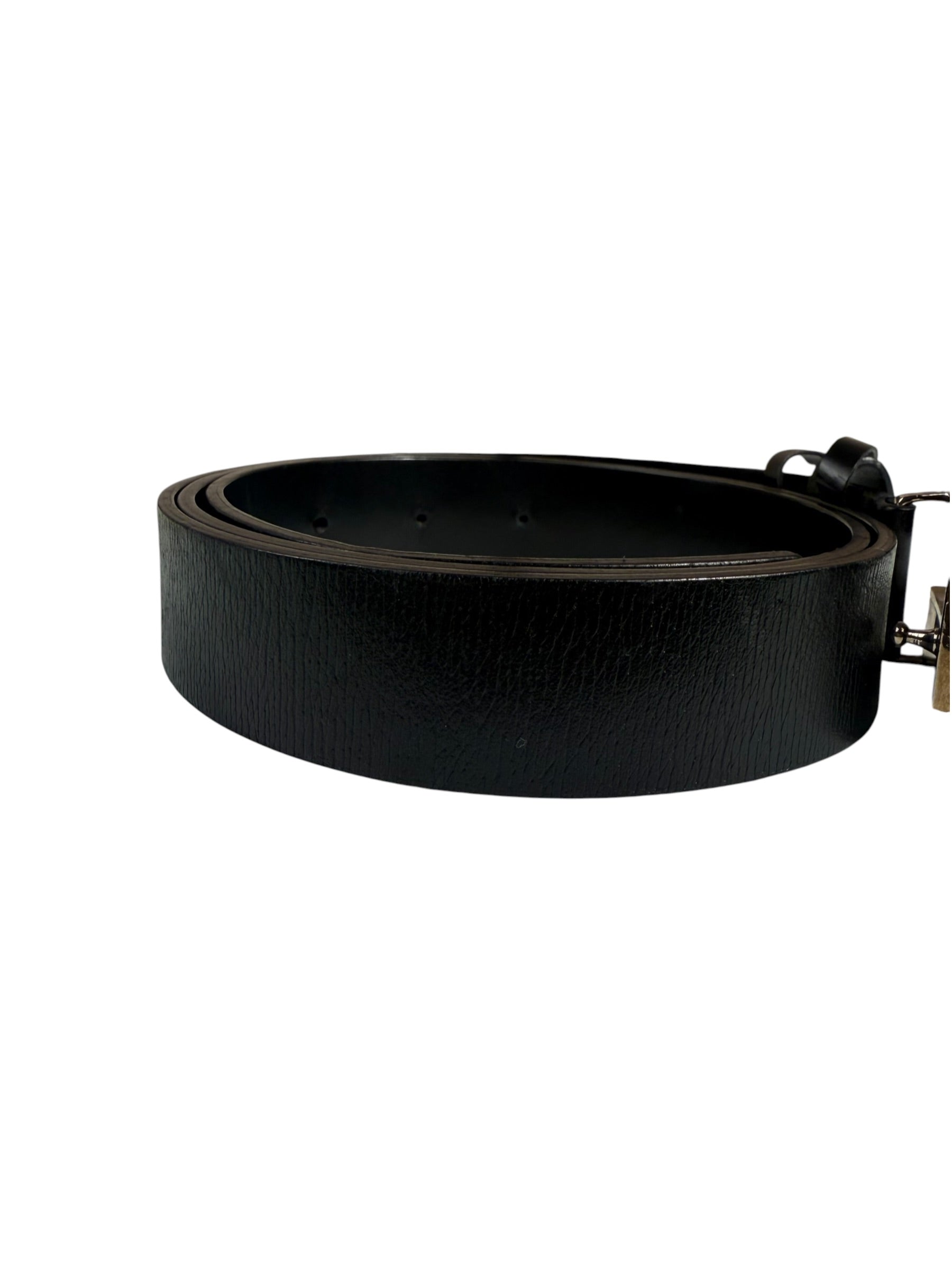 Gucci Black Leather G-Logo Buckle  Belt