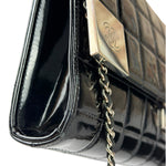 Chanel Black Patent Leather Chocolate Bar Flap Bag 2000