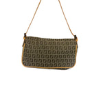Fendi Beige Leather Trim Zucca Pochette