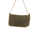 Fendi Beige Leather Trim Zucca Pochette