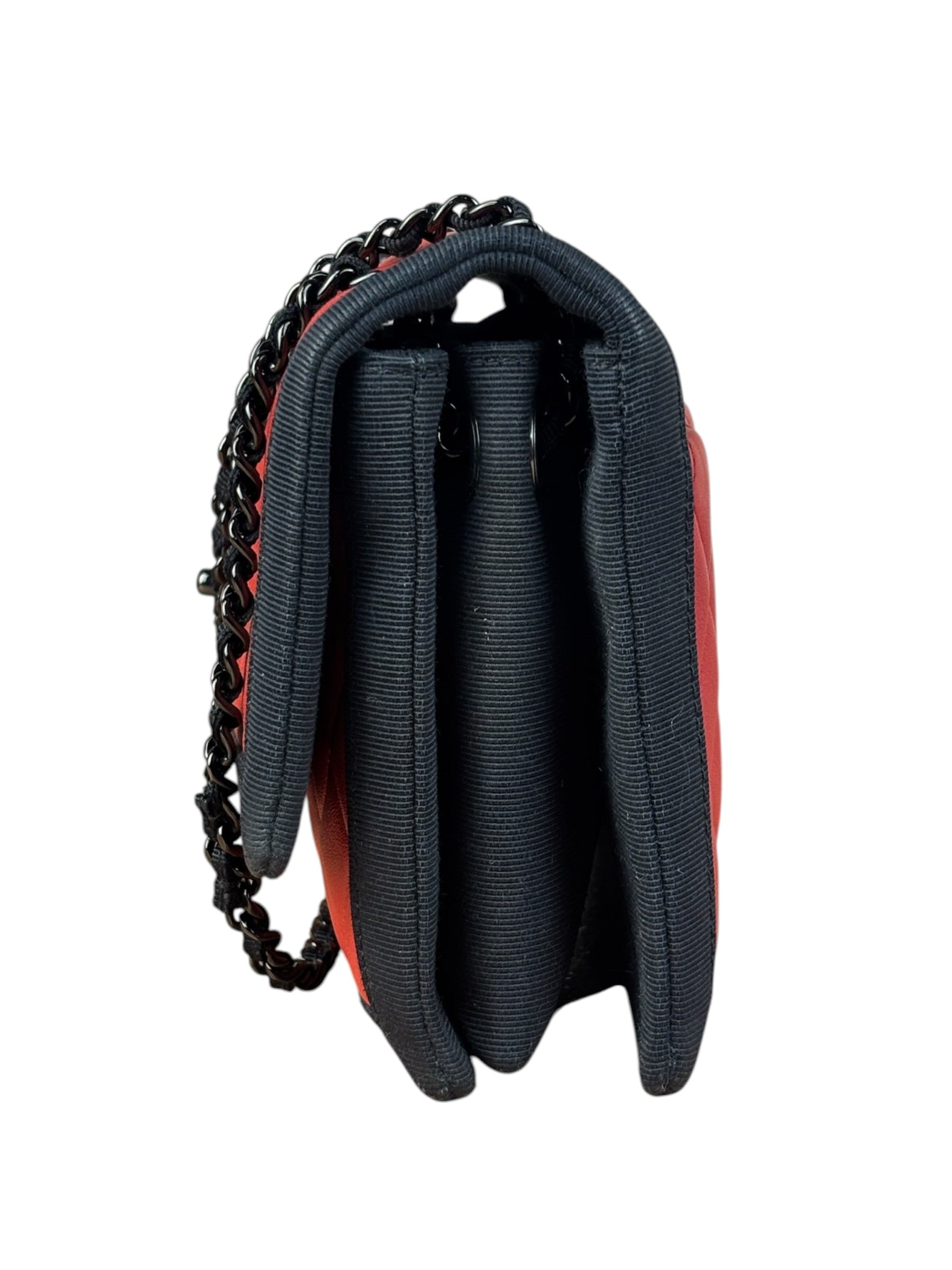 Chanel Red/Blue Grosgrain Ribbon Trim Shoulder Bag-1987