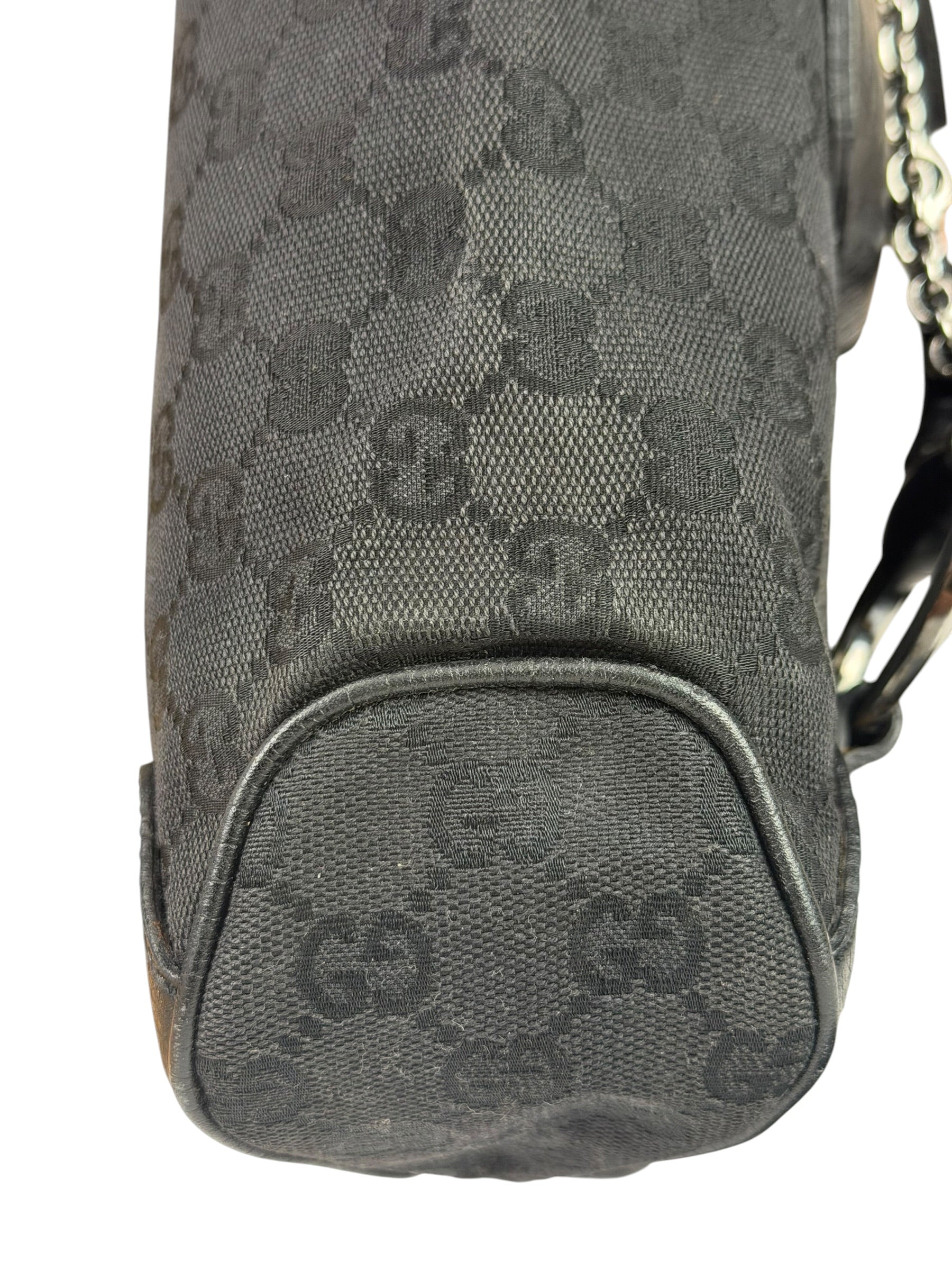 Gucci GG Vintage Black Horsebit Flap Shoulder Bag