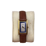 Gucci 2600L Tank Blue Dial Brown Lizard Strap
