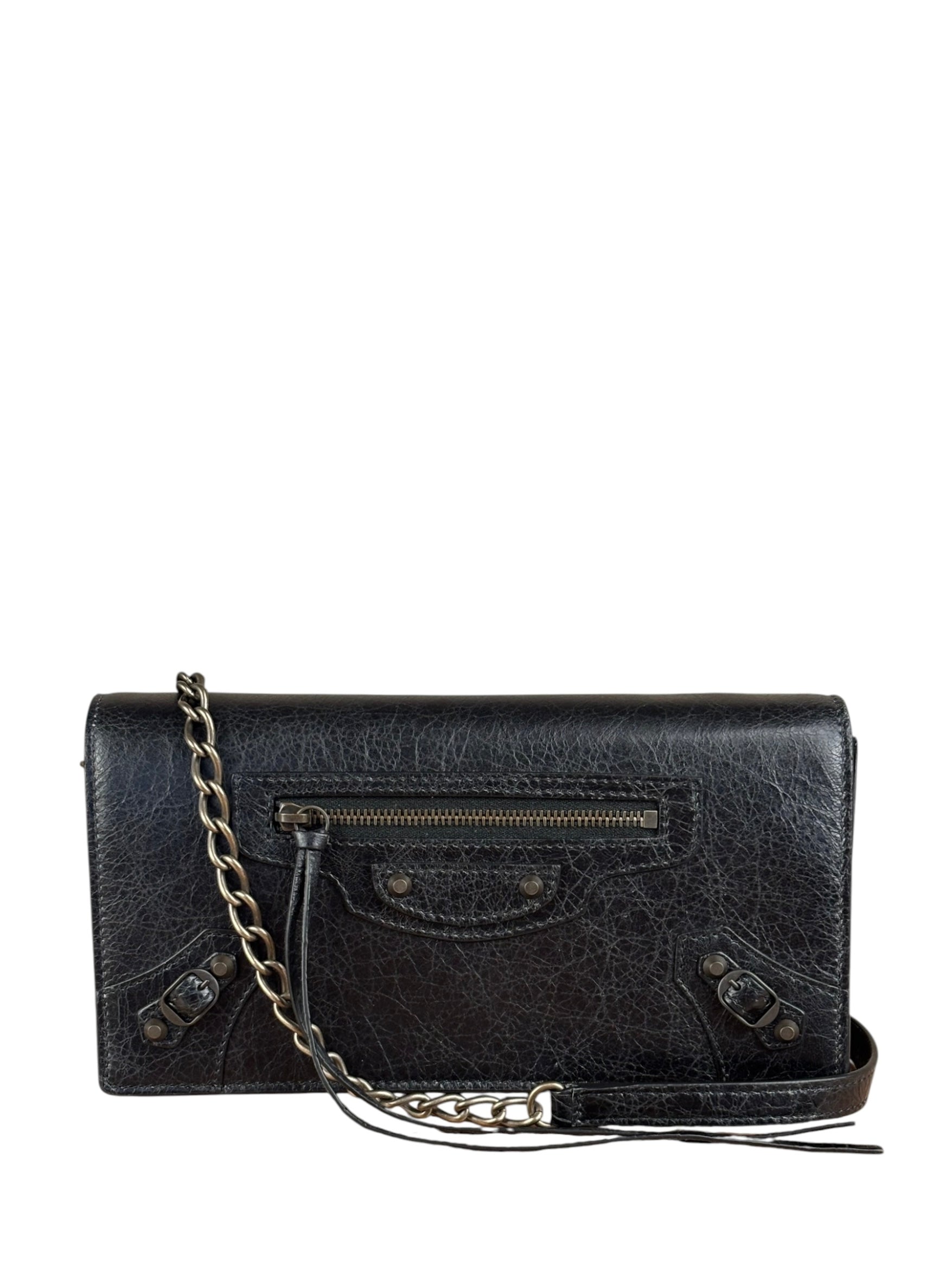 Balenciaga Black Leather Le City Clutch