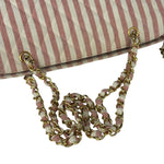 Chanel Vintage Pink/Cream Denim Maxi Stripped Tote 1994