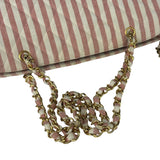 Chanel Vintage Pink/Cream Denim Maxi Stripped Tote 1994