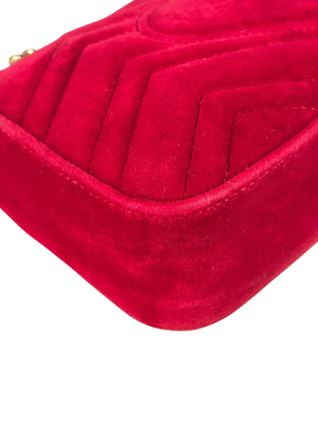 Gucci Hibiscus Red Velvet Matelasse GG Marmont Flap Bag