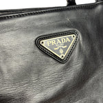 Prada Vintage Black Leather Tote Bag