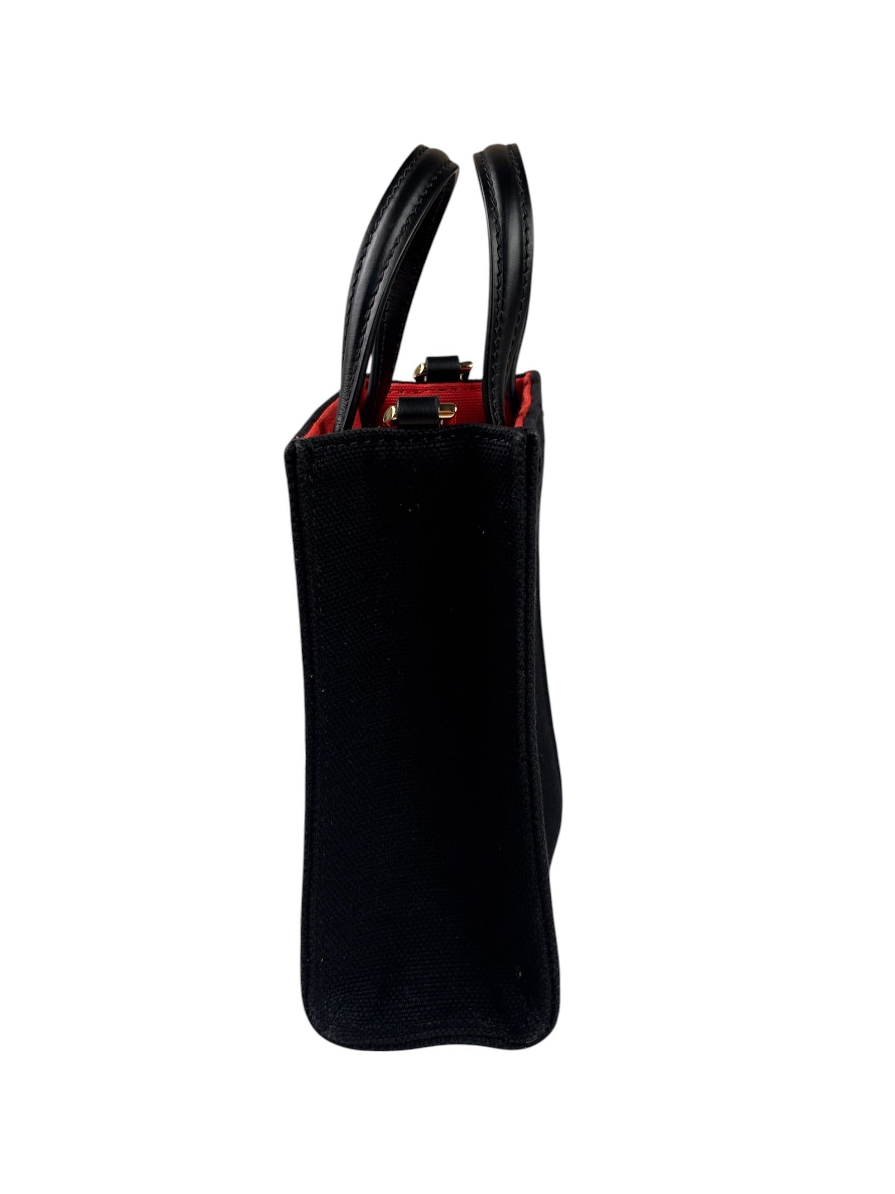 Givenchy Black Leather Trim Mini Logo Printed Tote