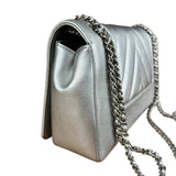 Chanel 2017 Mademoiselle Silver Chevron Single Flap