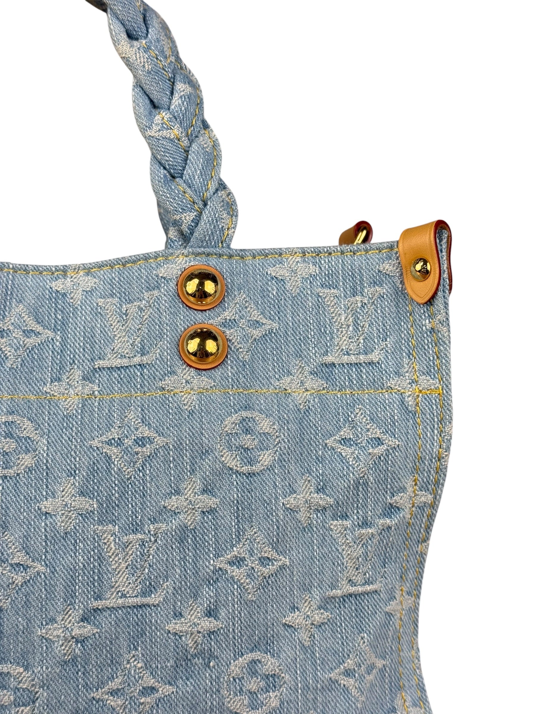 Louis Vuitton Monogram Denim Let Go PM 2Way Tote Handbag