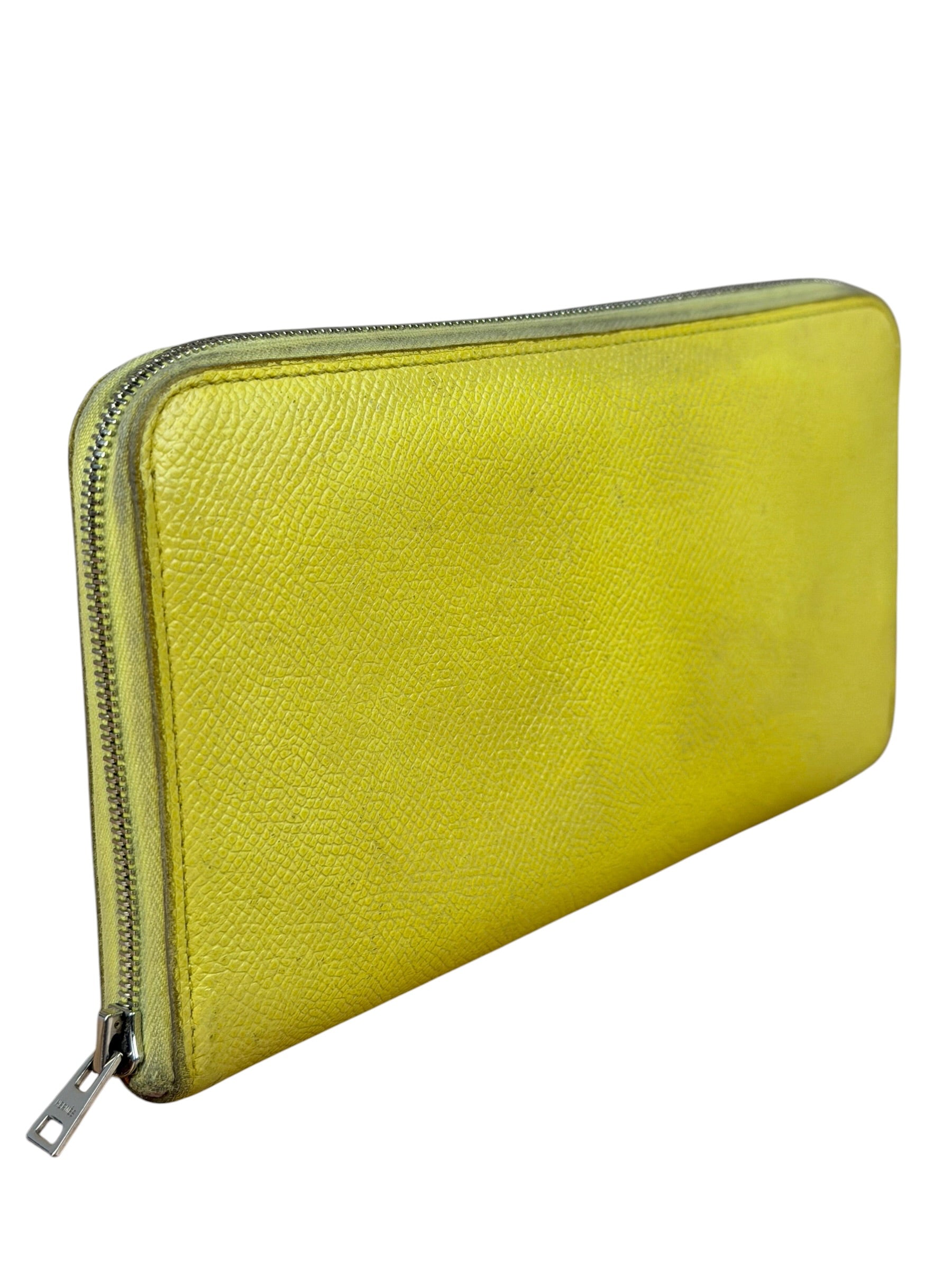 Hermes Yellow Leather Silk'In Classique Long Wallet