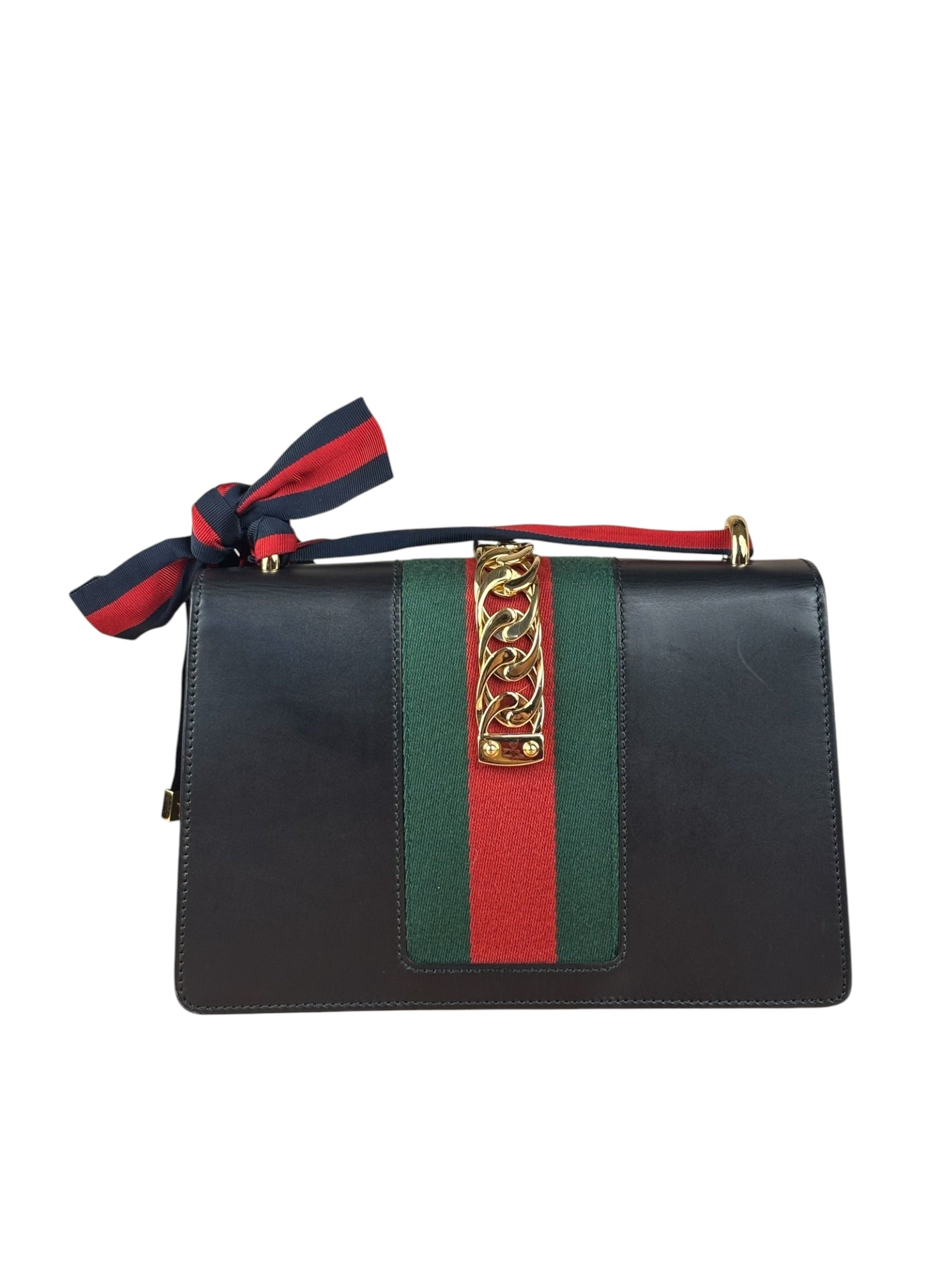 Gucci Black Leather Sylvie Small Hand/Shoulder Bag