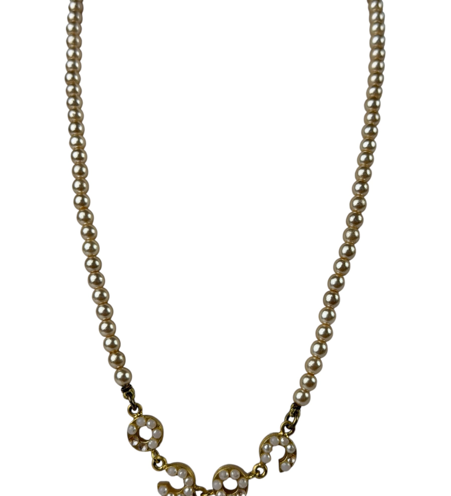 Chanel Vintage Coco Pearl/CC Pendant Necklace