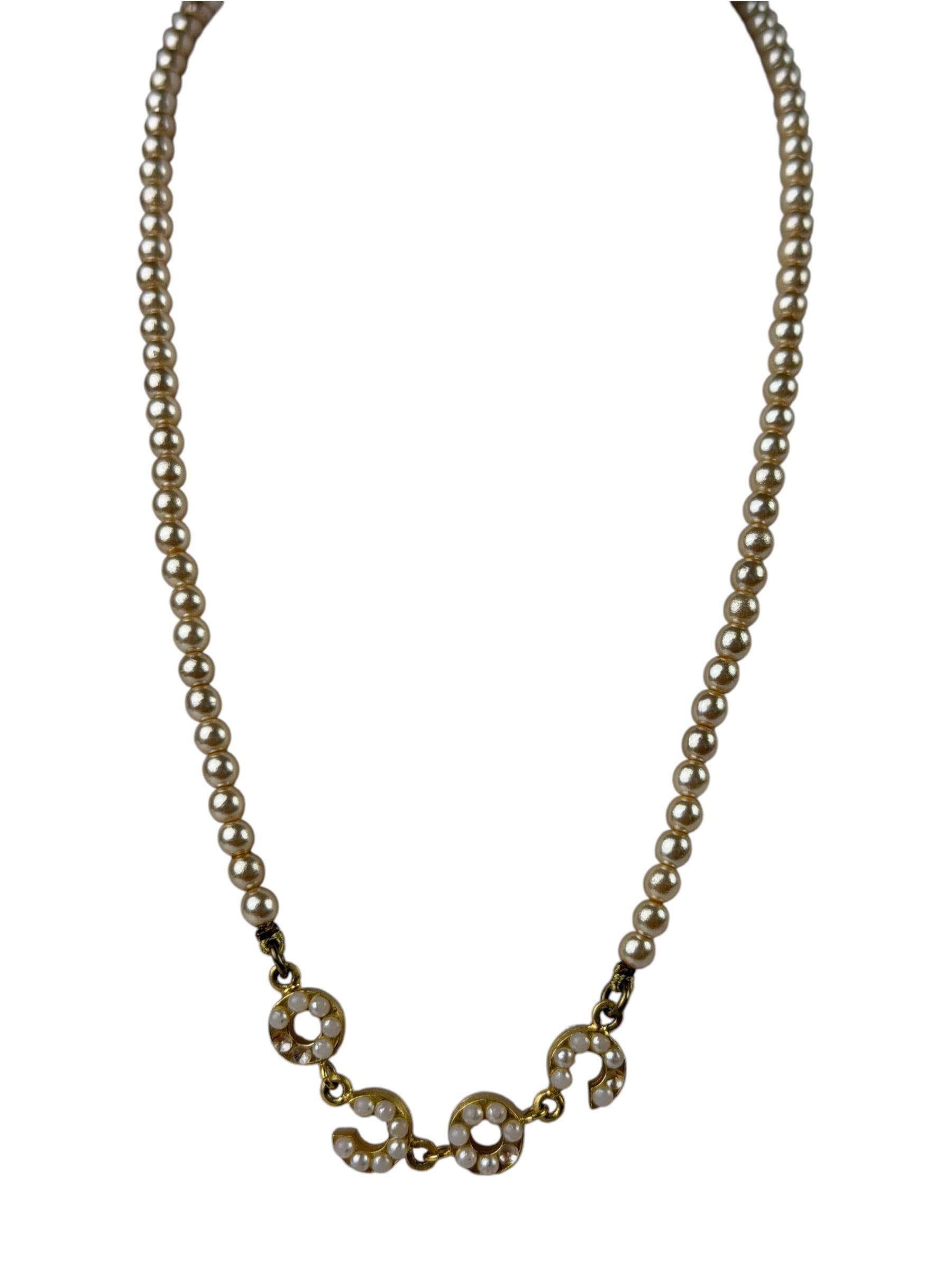 Chanel Vintage Coco Pearl/CC Pendant Necklace
