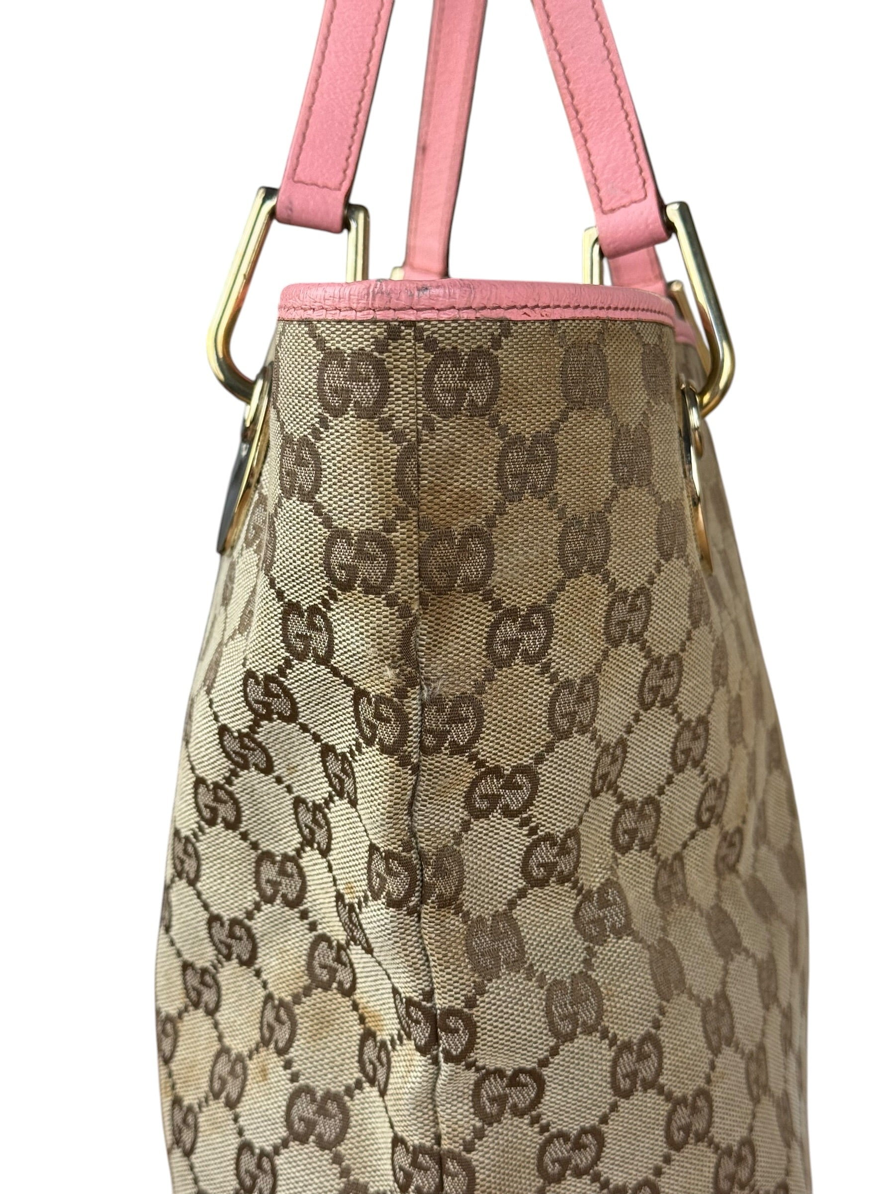 Gucci GG Pink Leather Canvas Eclipse Tote Bag