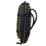 Prada Vintage Black Leather Nappa Metal Grommet Bauletto Handbag