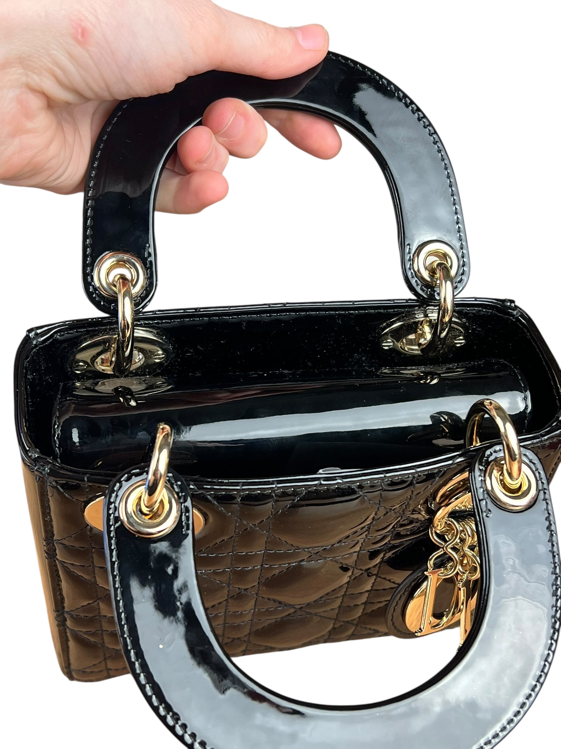 Dior Patent Cannage Mini Lady Dior Black