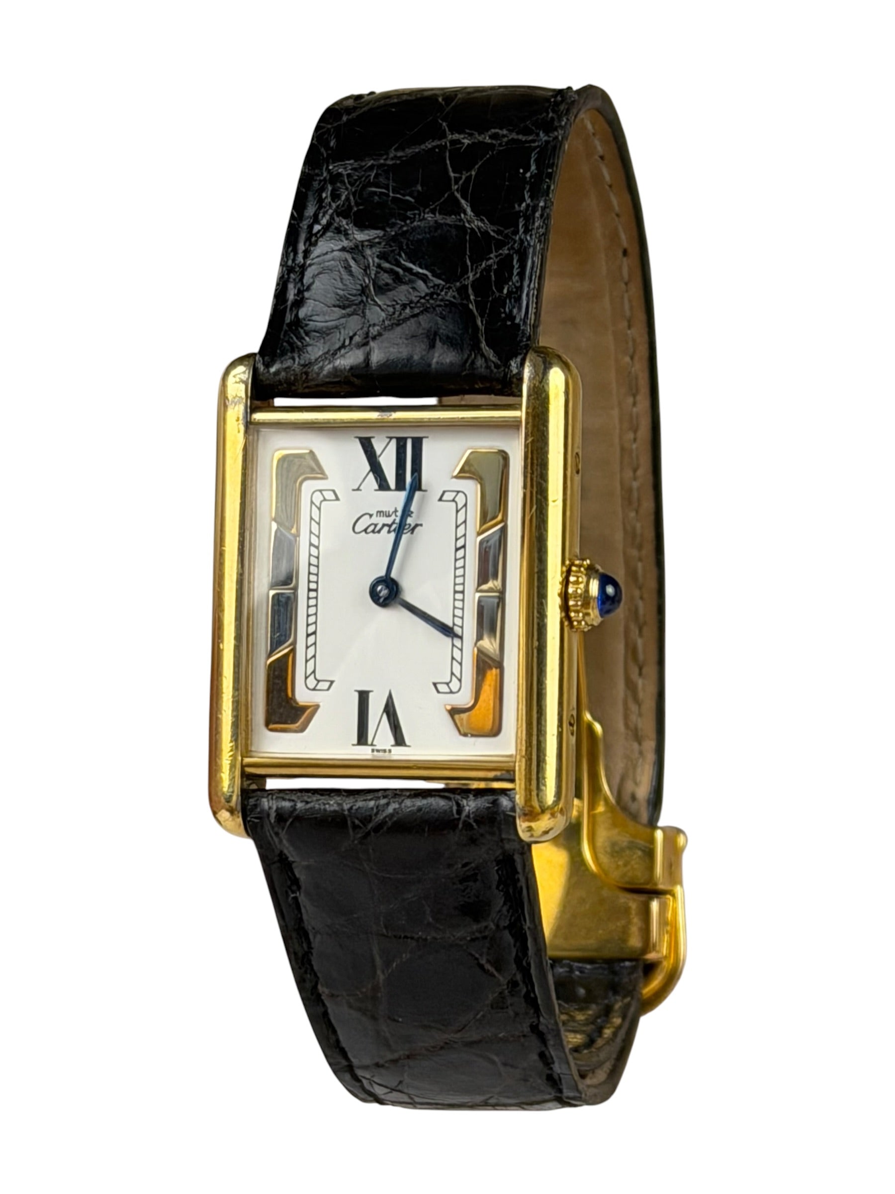 Cartier Must De Tank Tri Color Black Strap