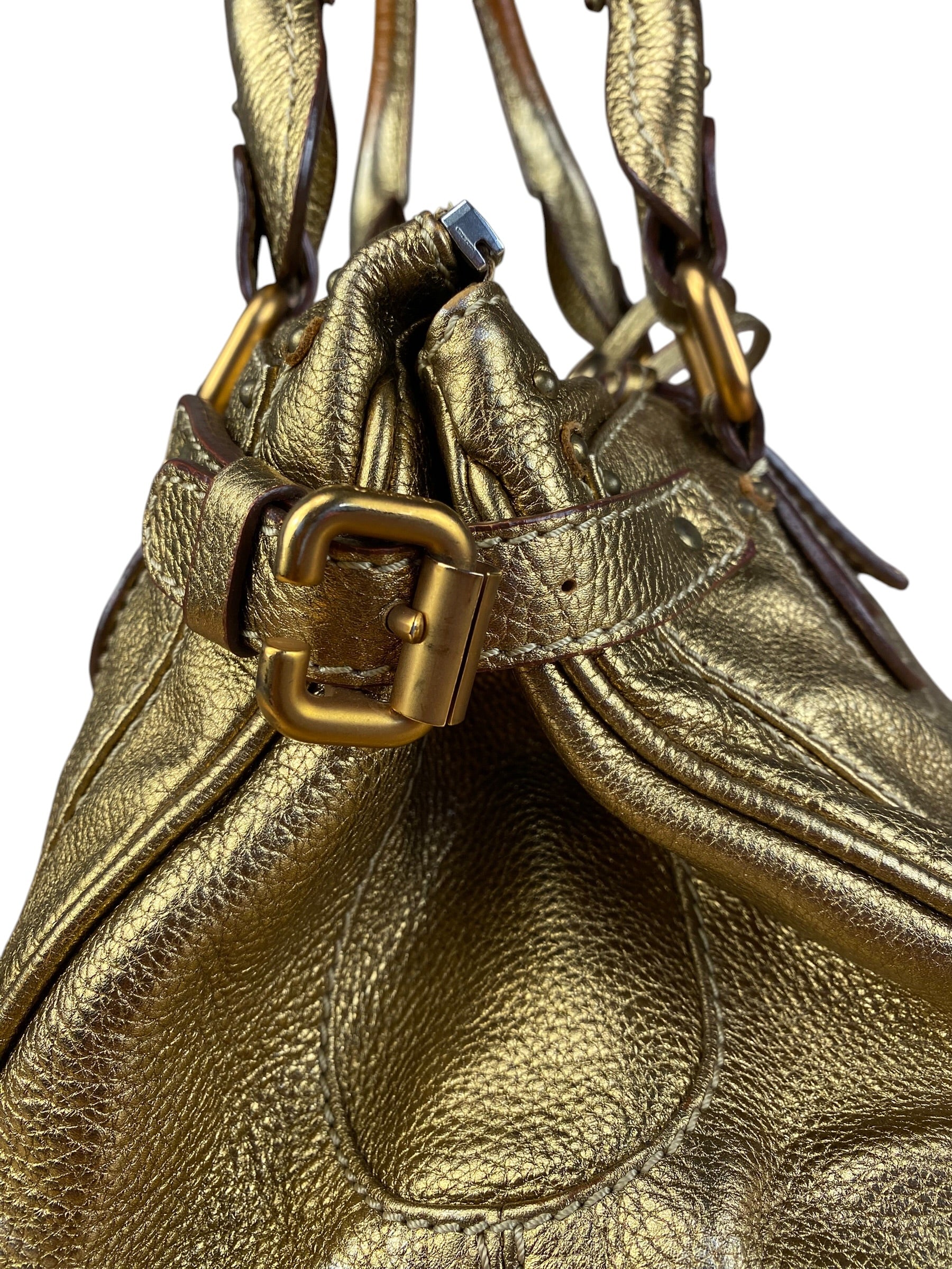 Chloé Vintage Gold Metallic Paddington Bag