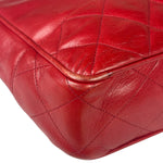 Chanel Red Quilted Lambskin Chain Tote Bag 1990
