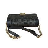 Chanel Black Leather Braided Boy Flap Shoulder Bag 2014