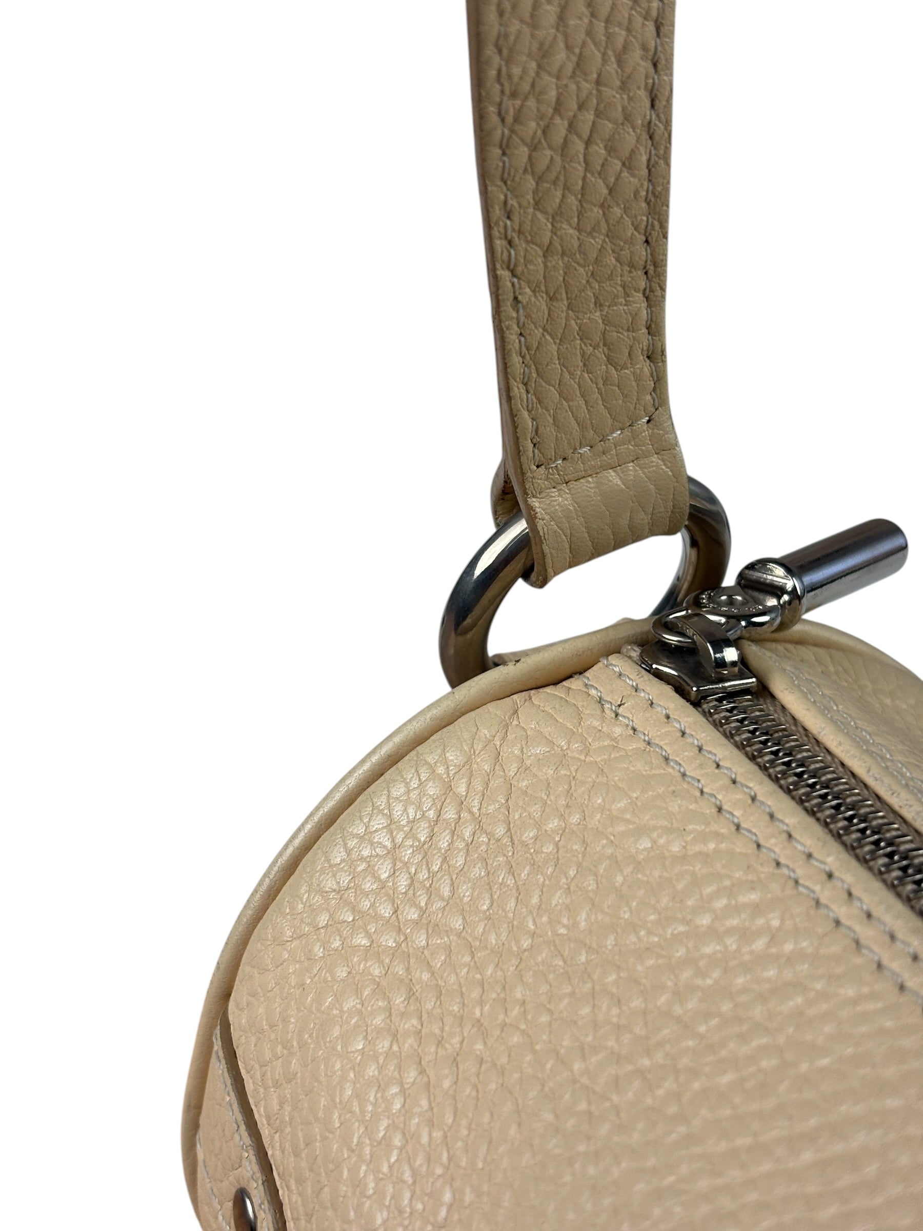 Burberry Cream Calfskin Barrel Shoulder Bag