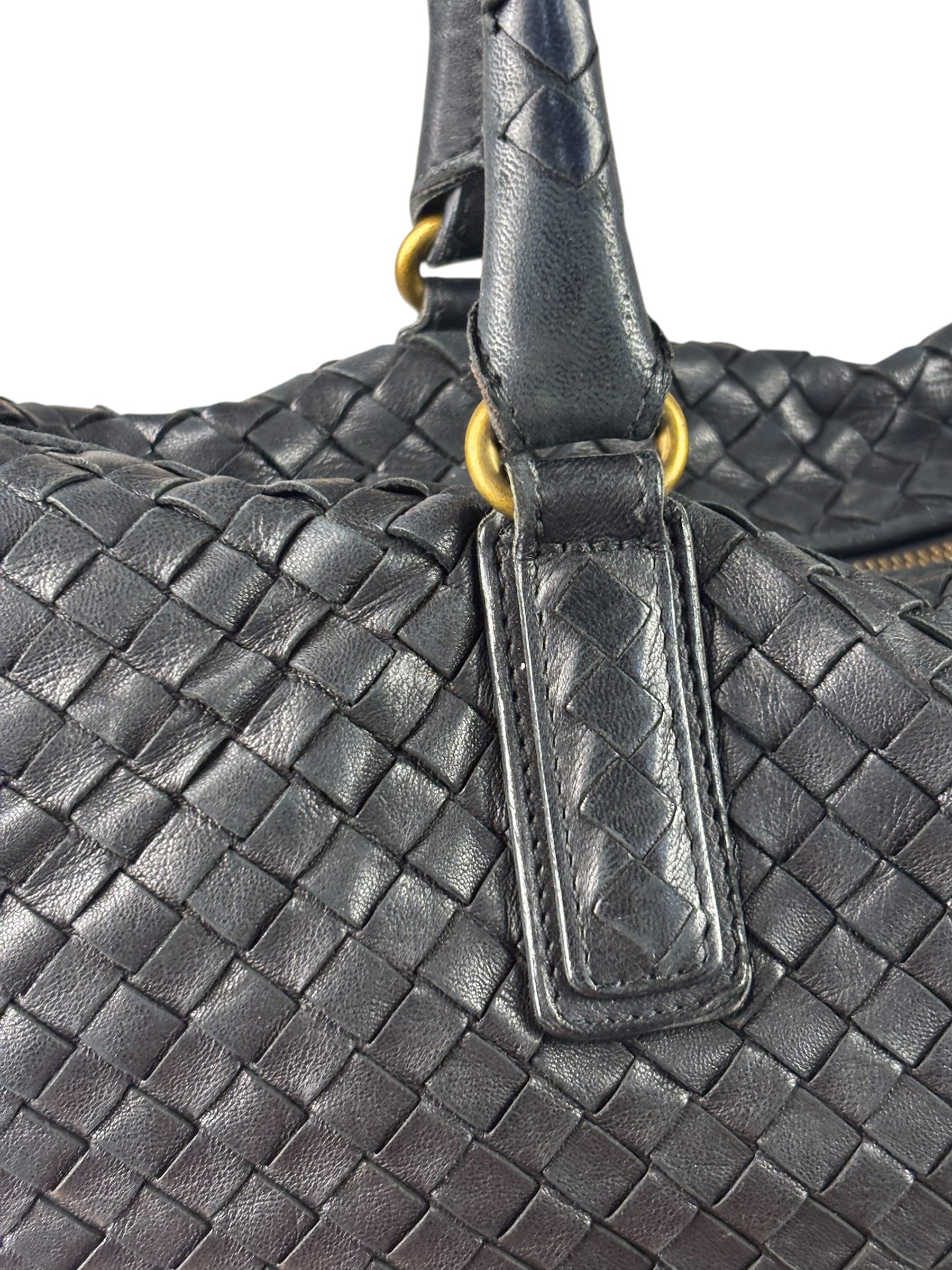 Bottega Veneta Black Intrecciato Large Handbag