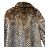 Vintage Hazel Brown Chevron Stripped Mink Fur Coat