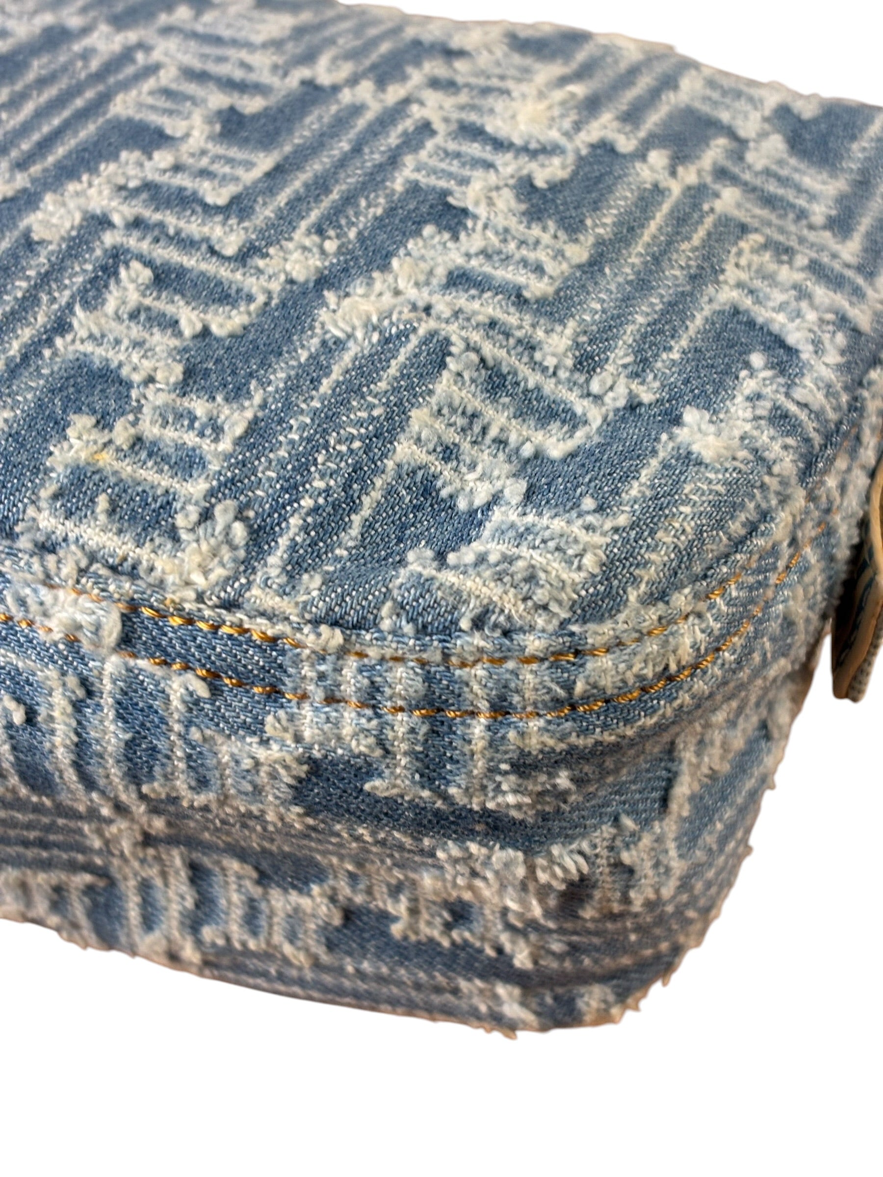 Fendi Blue Denim Zucca  Baguette