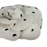 Chanel White Silk Polka Dots Camellia Flower Brooch