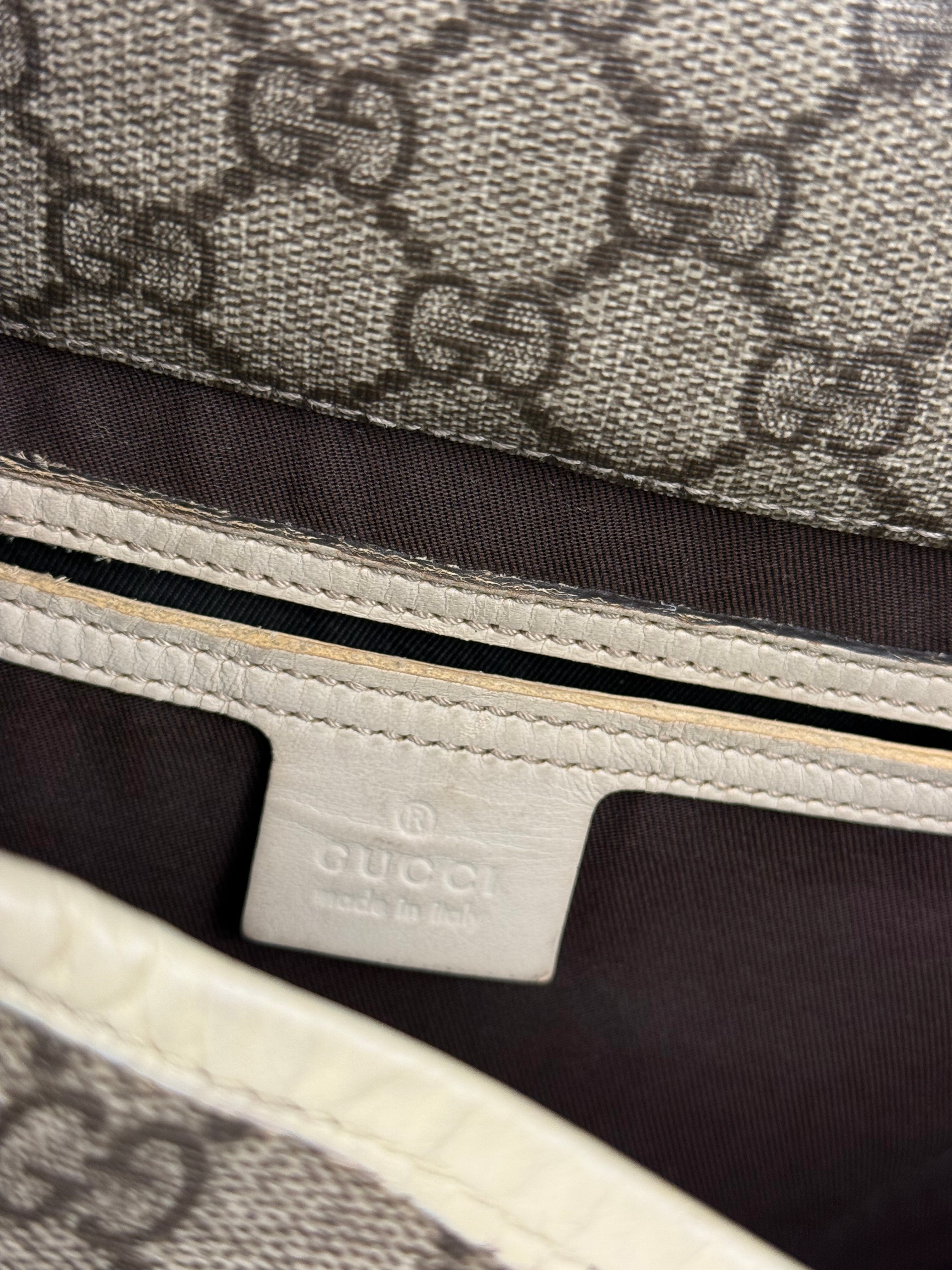 Gucci GG Leather Lined Flap Messenger Bag