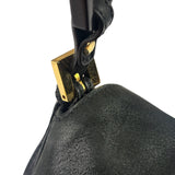 Fendi Shiny Black Suede Small Baguette